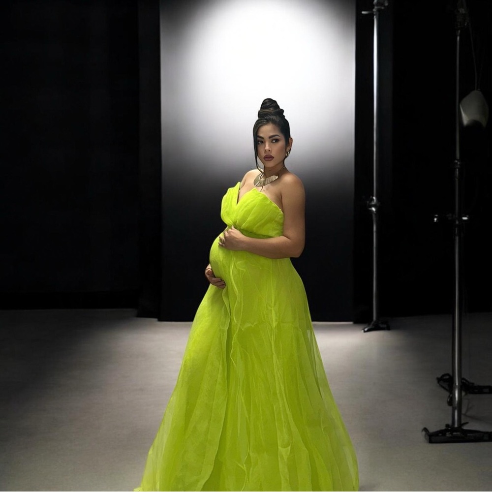 Lime Organza Maxi Gown